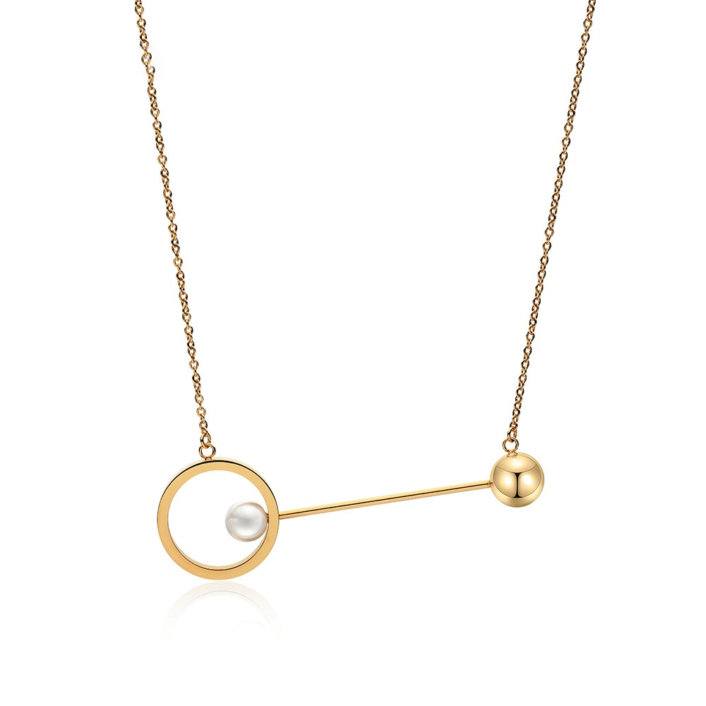 Pearl Necklace With Stainless Steel Pendant,Personalized Jewelry