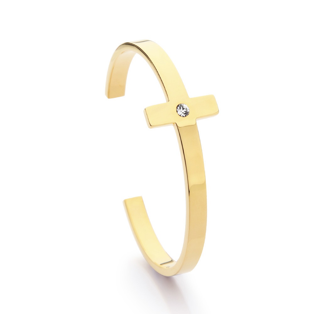 European And American Exaggerated Open Bracelet Creative Cross Stainless Steel Bracelet For Girls Fresh And Versatile One Piece