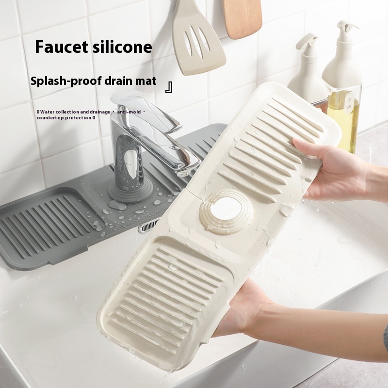 Anti-slip Silicone Faucet Splash Pad Bathroom Kitchen Mat Splash Drain Pad Faucet Bottom Waterproof Thickening