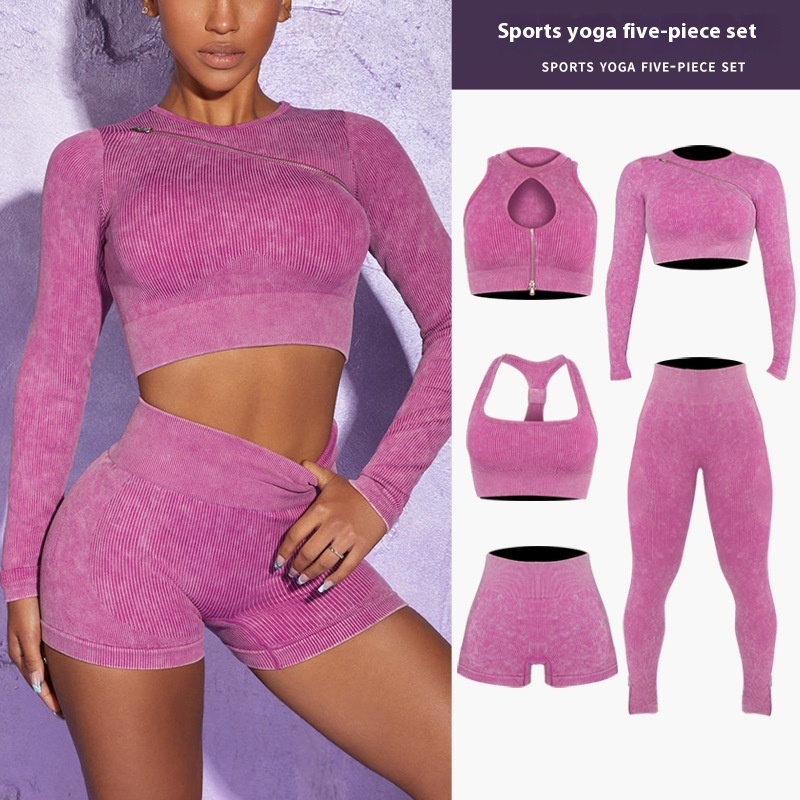 European And American Seamless Yoga Clothes Long Sleeve Quick-drying Sports Underwear Yoga Bra Yoga Pants Fitness Shorts