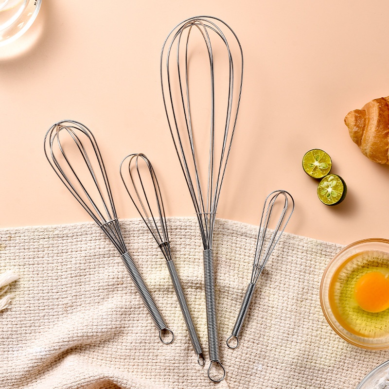 430 Stainless Steel Mini Spring Handle Manual Egg Beater Small Egg Mixer Cream Whisk