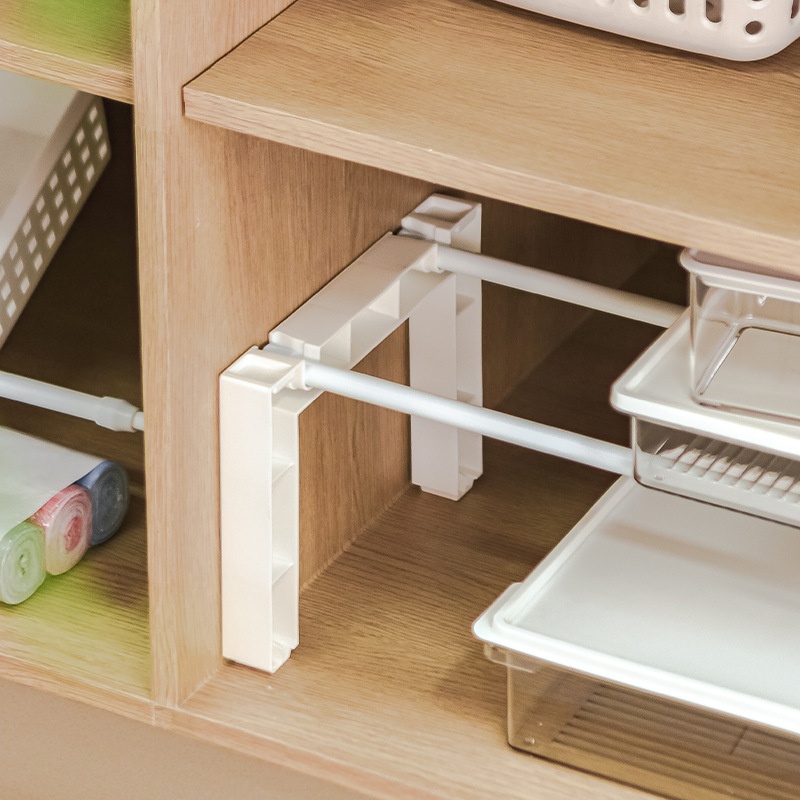 Multifunctional Kitchen Rack Retractable Countertop Pot Rack Cabinet Bowl And Dish Storage Layered Rack Upgraded Version