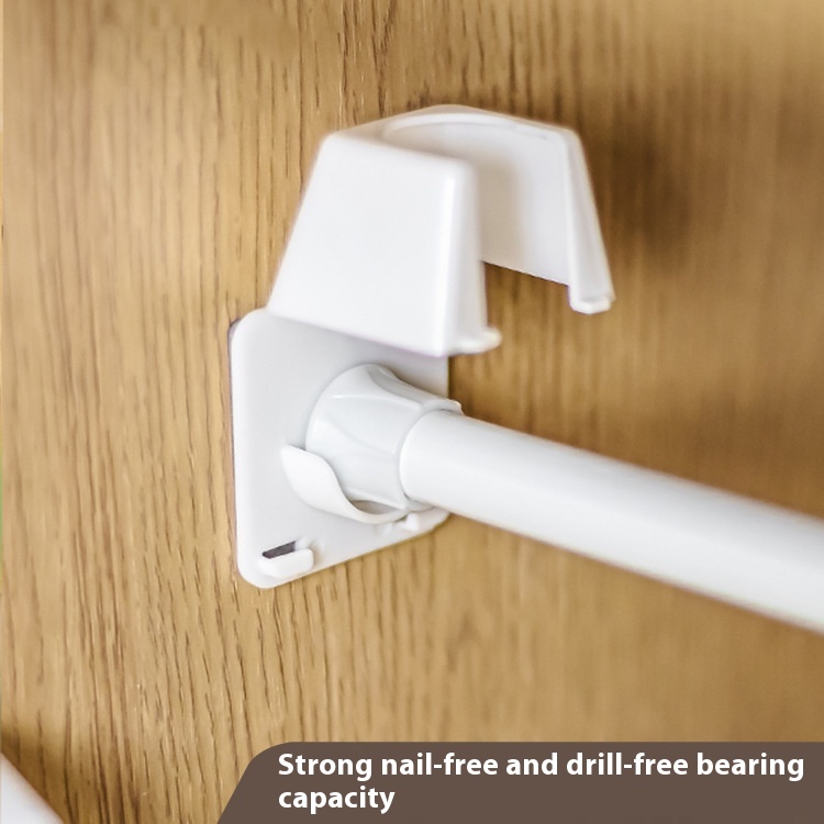 Capped Rod Support,Punch-free Rod Clamp,Door Curtain Rod Support,Shower Curtain Rod Buckle,Telescopic Rod Hanging Hook,Horizontal Rod Support Buckle