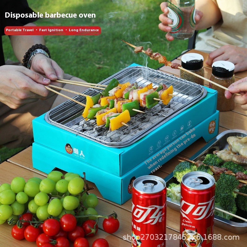 Zibo Barbecue Grills Lazy Barbecue Grill Outdoor Portable Stainless Steel Disposable Barbecue Grill