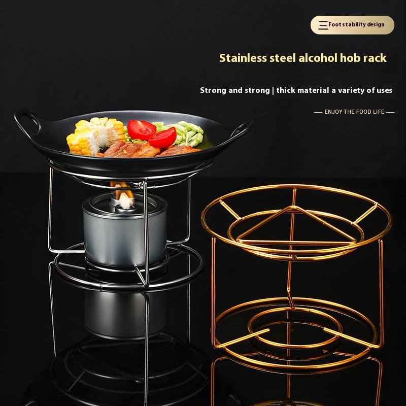 201 Stainless Steel Tripod Stove Rack Dry Boiler Rack Outdoor Camping Portable Multi-function Anti-scalding Alcohol Stove Rack