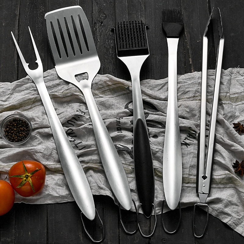 Long Handle16 Inch Household Easy To Carry Stainless Steel BBQGrill Tool Five-piece Set