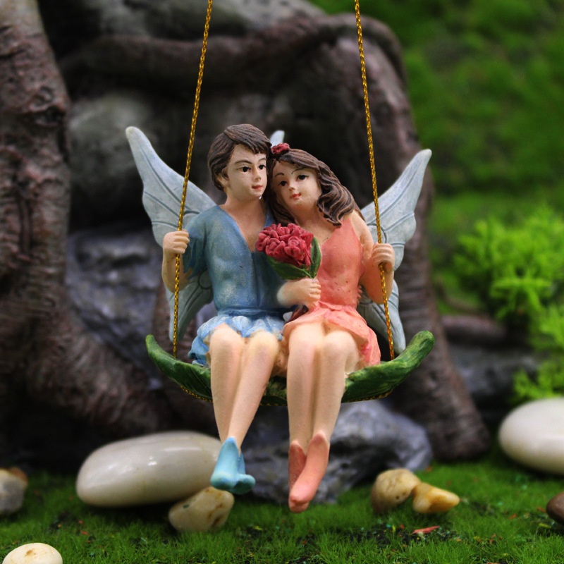 Micro Landscape Couple Flower Fairy Garden Pendant Foreign Trade Resin Crafts Angel Creative Scene Decoration