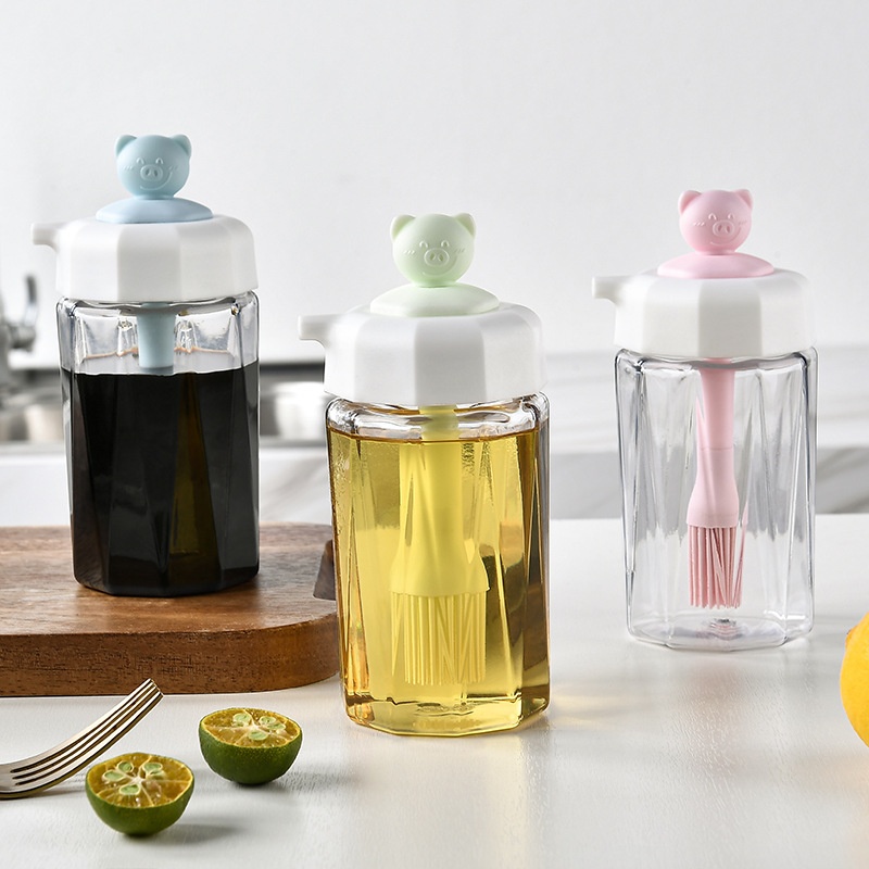 Press-type Silicone Dual-purpose Oil Pot With Built-in Brush,Pouring Oil Pot,Oil Control Seasoning Pot,Baking Pancake Brush