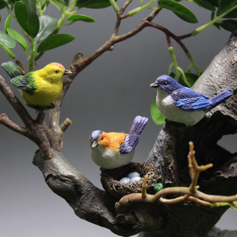 Small Bird Resin Foreign Trade Crafts Cute Simulation Bird Nest Gardening Bonsai Decoration Accessories Bird Eggs Micro Landscape Ornaments