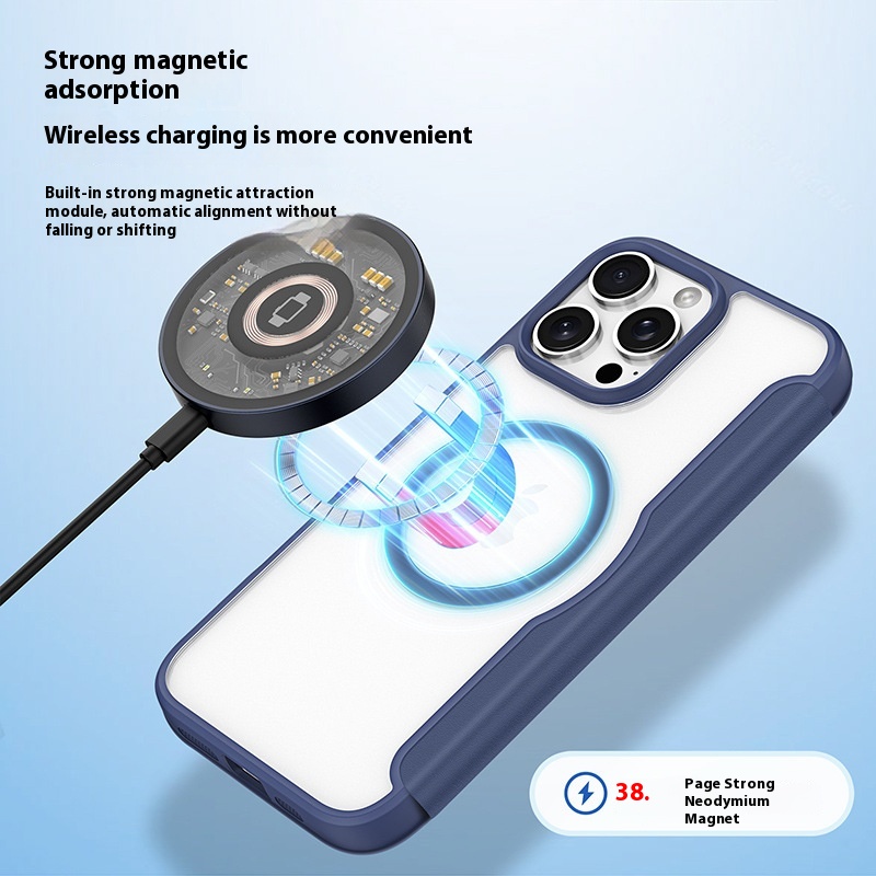 For Apple16promax Mobile Phone Case Mag Safe Magnetic Suction15 Flip Card Iphone14 Case