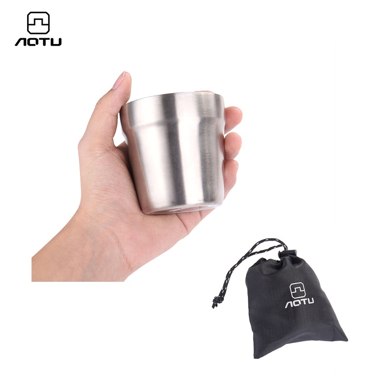 Outdoor304 Stainless Steel Cup Mountaineering Camping Barbecue Portable Cup Leak-proof Tea Cup180ml AT6649