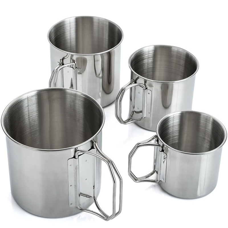 304 Stainless Steel Foldable Water Cup Outdoor Camping Portable Folding Handle Cup Mountaineering Cup Camping Cup