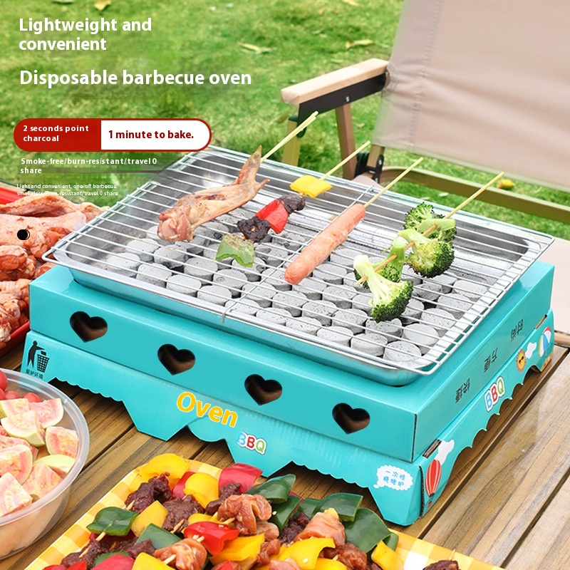 SHousehold Barbecue Grill Outdoor Portable Camping Grill Stainless Steel Disposable Barbecue Grill