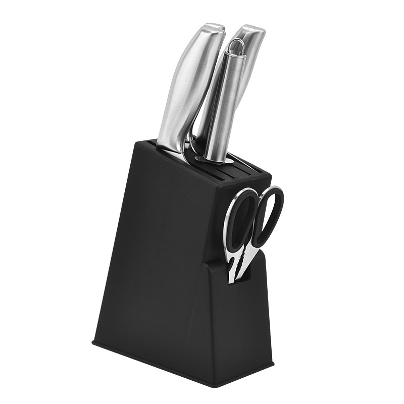 Stainless Steel Hollow Handle Six-piece Set With Knife Block Set Knife Kitchen Household Slicing Meat Gift Knife Set