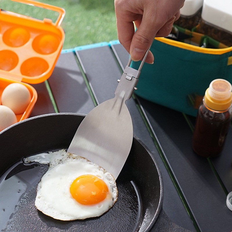 Concave And Convex304 Outdoor Foldable Portable Stainless Steel Rice Spoon Camping Picnic Anti-scalding Rice Shovel Pot Shovel Household Tableware