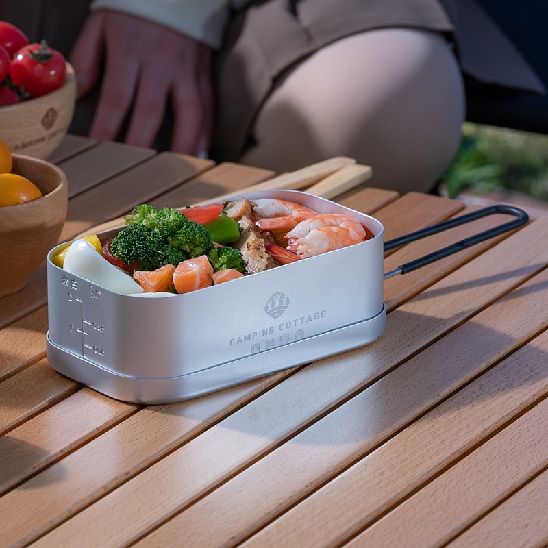 Outdoor Equipment Aluminum Alloy Japanese Lunch Box Camping Heating Lunch Box Self-driving Travel Folding Portable Multifunctional Lunch Box