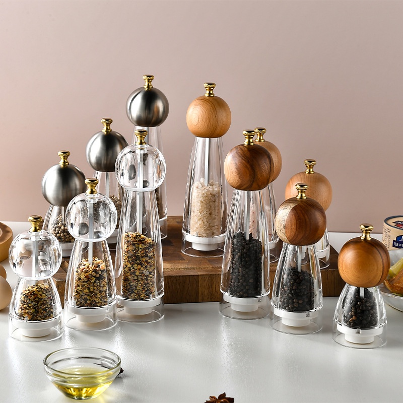 Ruiming3 Sizes Acrylic Grinder Ceramic Core Pepper Sea Salt Grinder Kitchen Tools