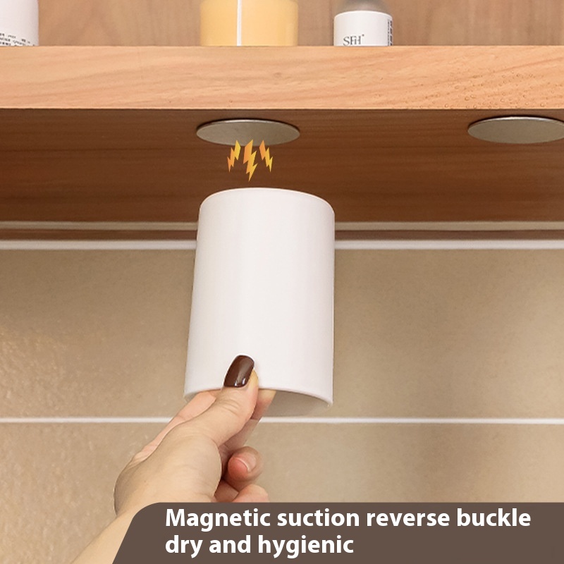 Magnetic Mouthwash Cup Wash Basin Inverted Drain Toothbrush Cup Wall-mounted Toothbrush Cup Wall-mounted Toothpaste Toothbrush Holder