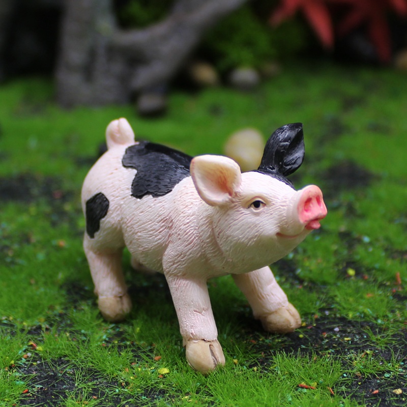 Moss Micro Landscape Cute Pig Ornaments Animal Garden Bonsai Simulation Decoration Creative Resin Crafts