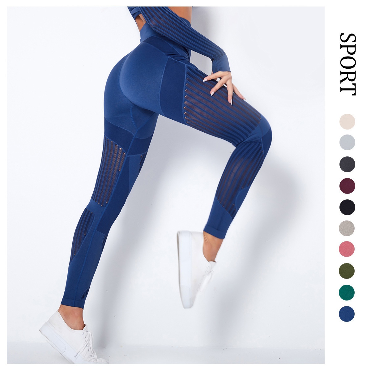 Seamless Knitted Quick-drying Hollow Yoga Fitness Pants High Waist Hip Tight Sports Yoga Pants