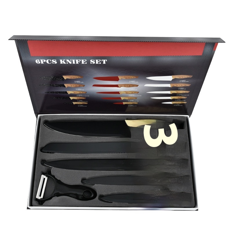 Yangjiang Kitchen Knife Stainless Steel Knife Set Household Covered Dovetail Handle With Covered Rubber And Plastic Gift Knife Set