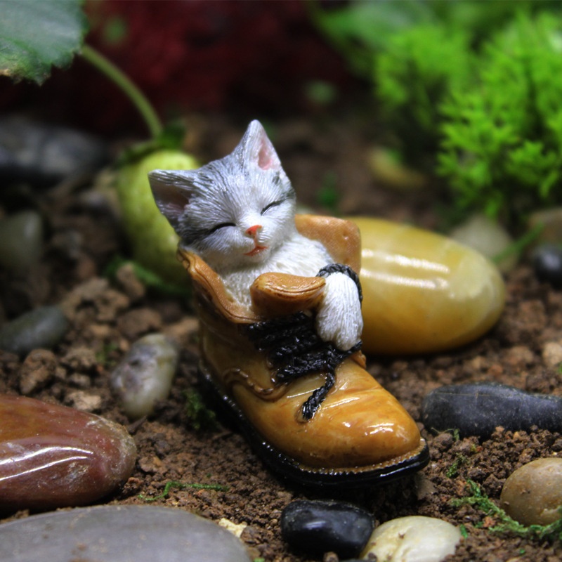 Creative Fun Cute Kitten Micro Landscape Ornaments Flower Pot Scene Animal Model Decoration Foreign Trade Resin Crafts