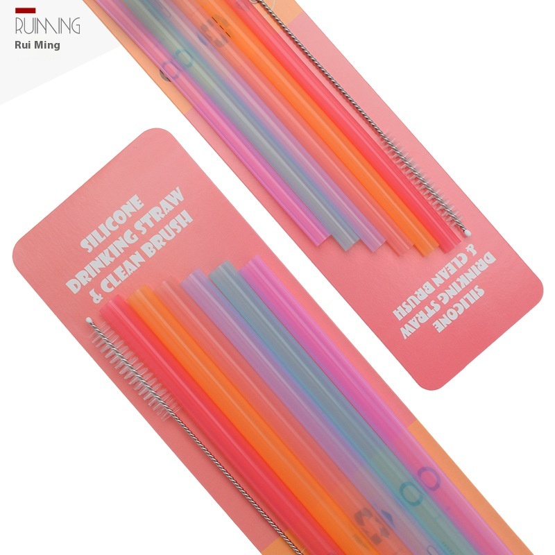 Seamless Portable Bendable Transparent Silicone Straw Reusable Food Grade Beverage Juice Straw