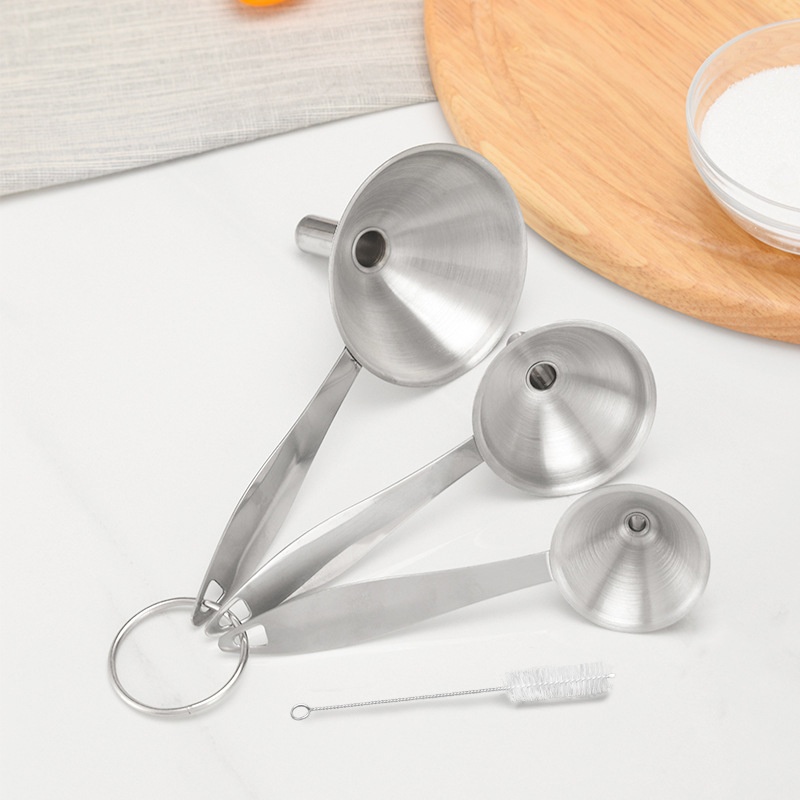 Stainless Steel Funnel Three-piece Set Mini Funnel Oil Vinegar Wine Spice Essential Oil Filling Sauce Leak Household Oil Leak Wine