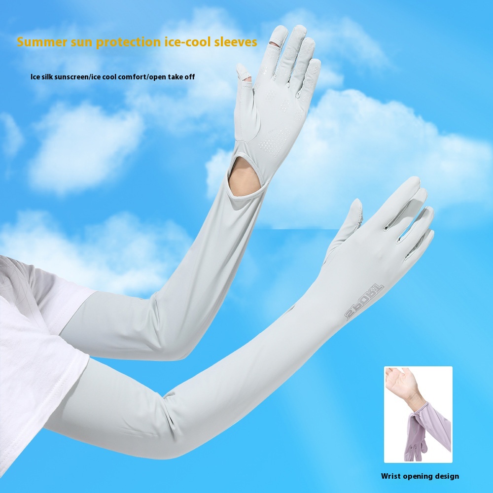 Sun Protection Sleeves For Women In Summer Outdoor Driving And Riding,Non-slip And UV-resistant Ice Sleeves,Breathable Touch Screen Ice Silk Gloves