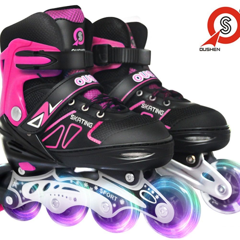 SAdjustable Full Flash Skates Student Children Roller Skates Aluminum Bracket Unisex Skates