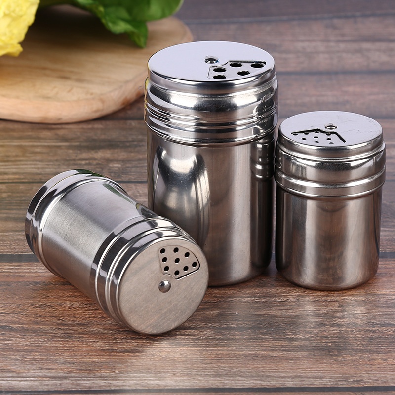 SStainless Steel Barrel Seasoning Box With Rotating Powder Barrel Barbecue Jar Cumin Barrel Barbecue Utensils
