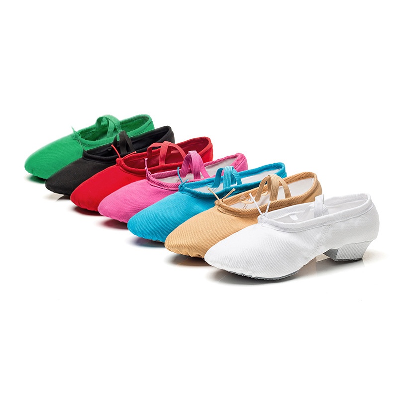 Dance Shoes Women's Soft Sole Training Shoes Adult Teacher Shoes Canvas With Heel Medium Heel Yoga Shoes Belly Folk Dance