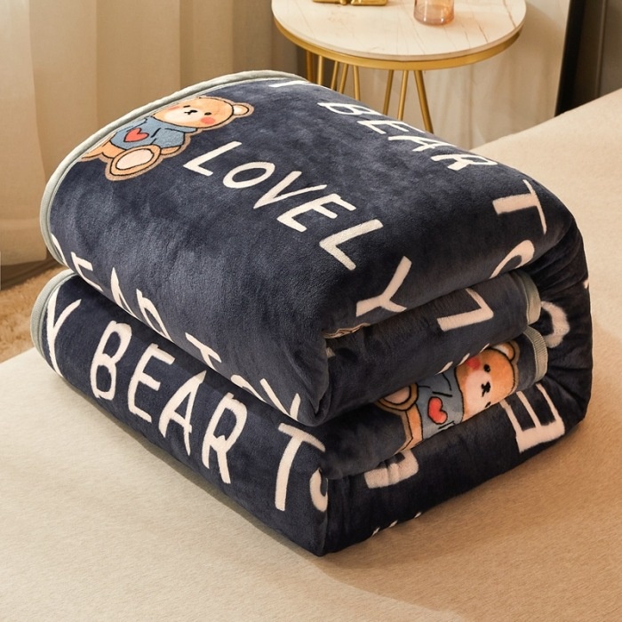 Thick Blanket Cover Winter Dormitory Coral Velvet Sheet Bed Plus Velvet Double-sided Velvet Blanket Milk Velvet