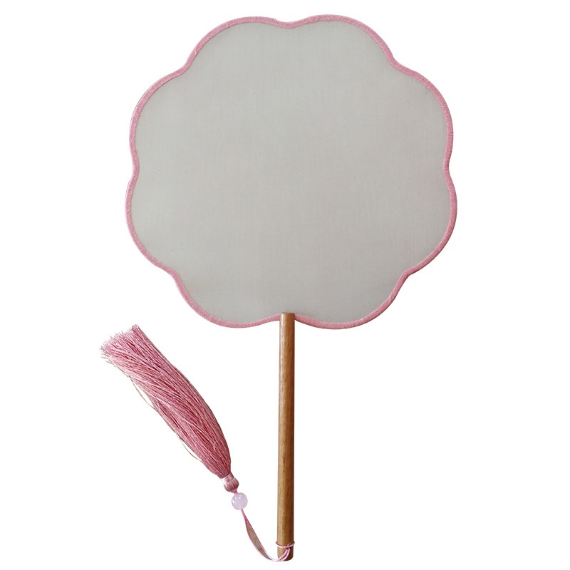 Silk Cooked Silk Special-shaped Blank Round Fan Fine Brush Hand-painted Palace Fan DIYHappy Fan Production Ancient Style Advertising Fan Manufacturing