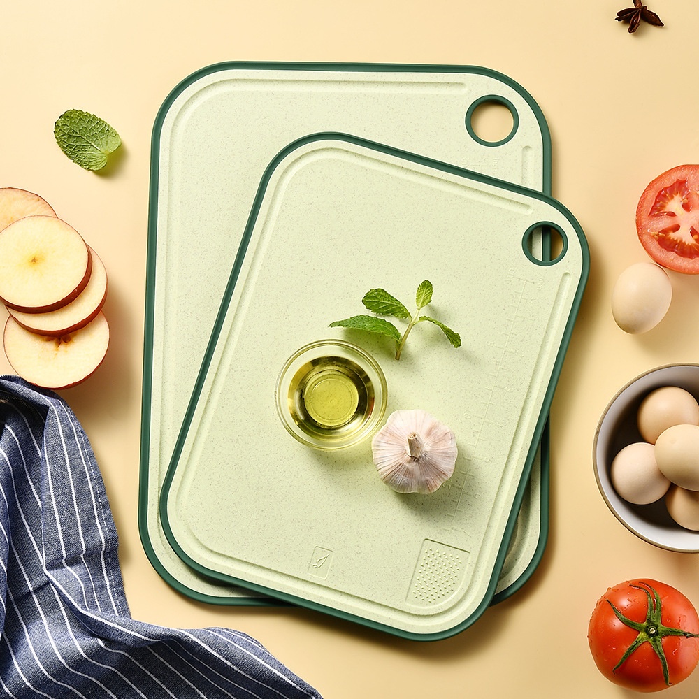 Thickened Double-sided Small Round Hole Wheat Straw Cutting Board Kitchen Cutting Board Non-slip With Garlic Grinder Cutting Board