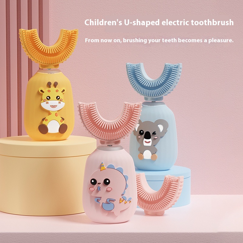 Wuyang Children's Electric Toothbrush Cute Cartoon Charging Toothbrush Sonic Soft Bristle Toothbrush Baby U-shaped Toothbrush