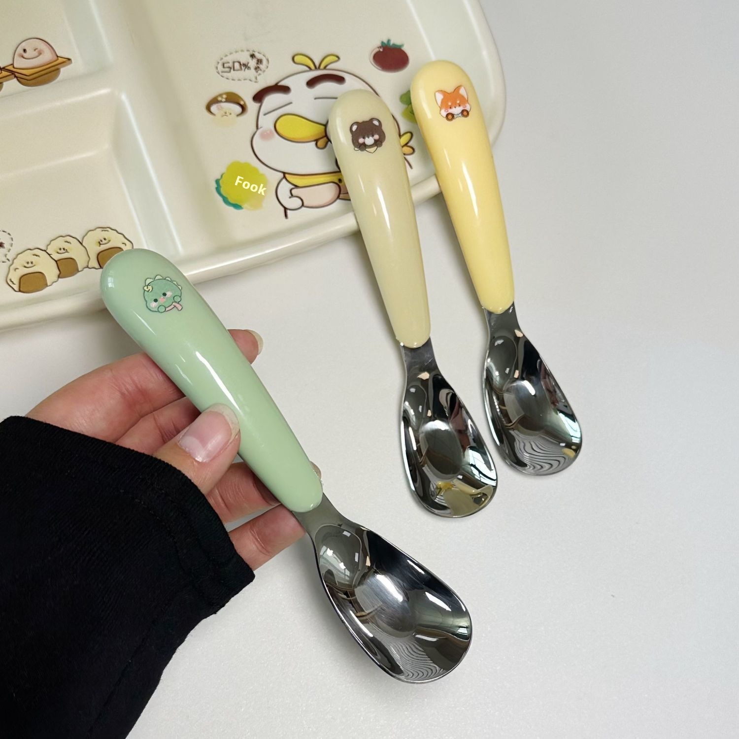 304 Infant And Child Stainless Steel Yuanbao Spoon Baby Spoon Baby Spoon Food Grade Children's Spoon Cutlery Box