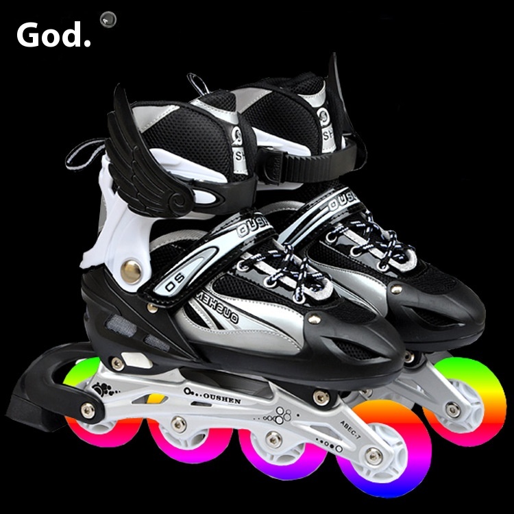 SMen And Women Adult Black Inline Skates Roller Skates Beginners Primary School Students Wheel