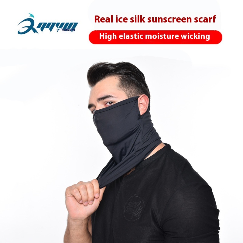 Ice Silk Sunscreen Headband Ear-hanging Scarf Outdoor Cycling Triangle Scarf Breathable Sunscreen Face Protection Neck Cycling Mask