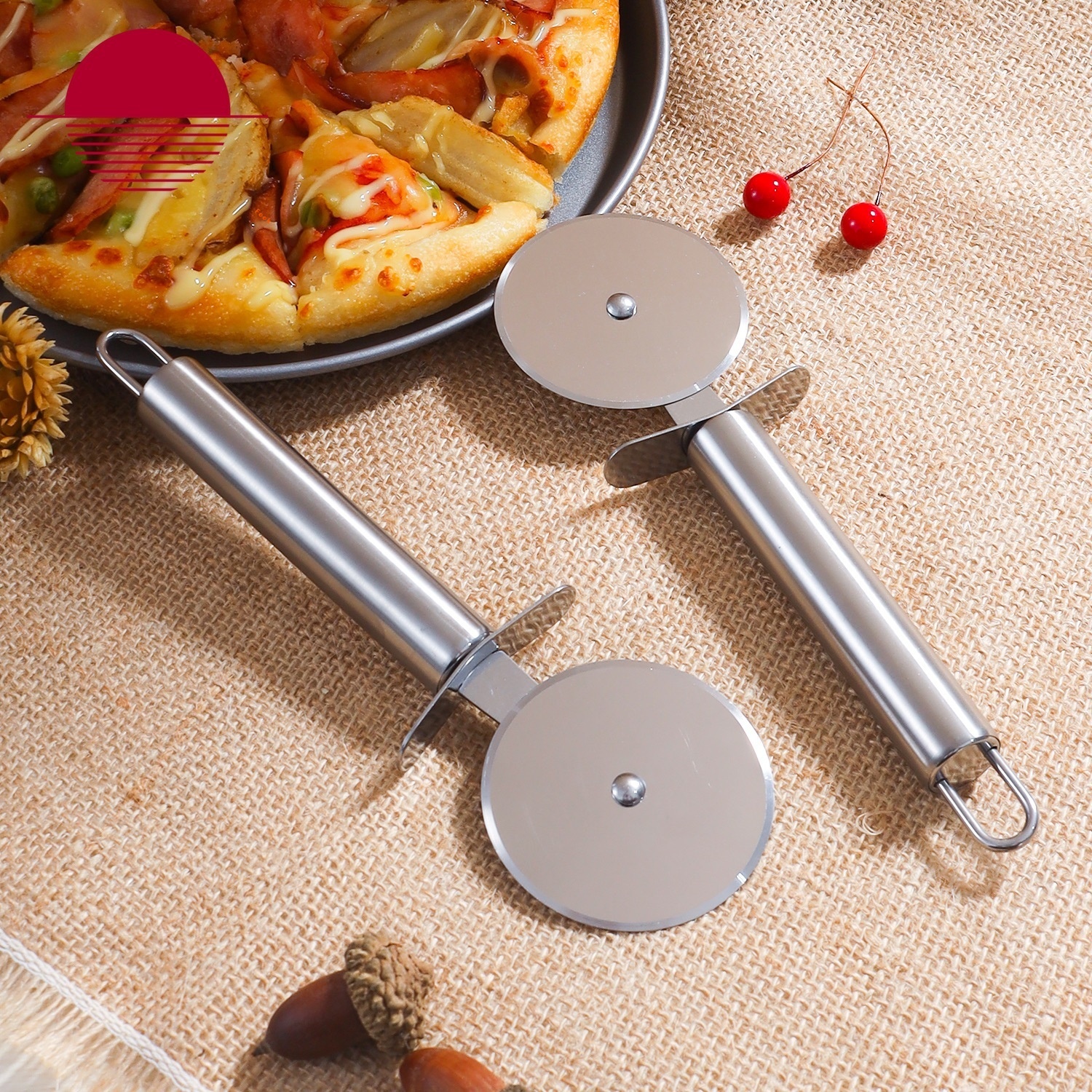 Stainless Steel Pipe Handle Single Wheel Pizza Cutter Pizza Wheel Cutter Pizza Cutter Kitchen Gadget