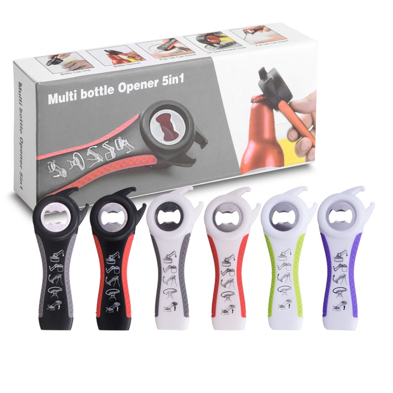 Multifunctional Plastic5 In1 Bottle Opener Can Opener Creative Beer Soda5 In1 Cap Opener