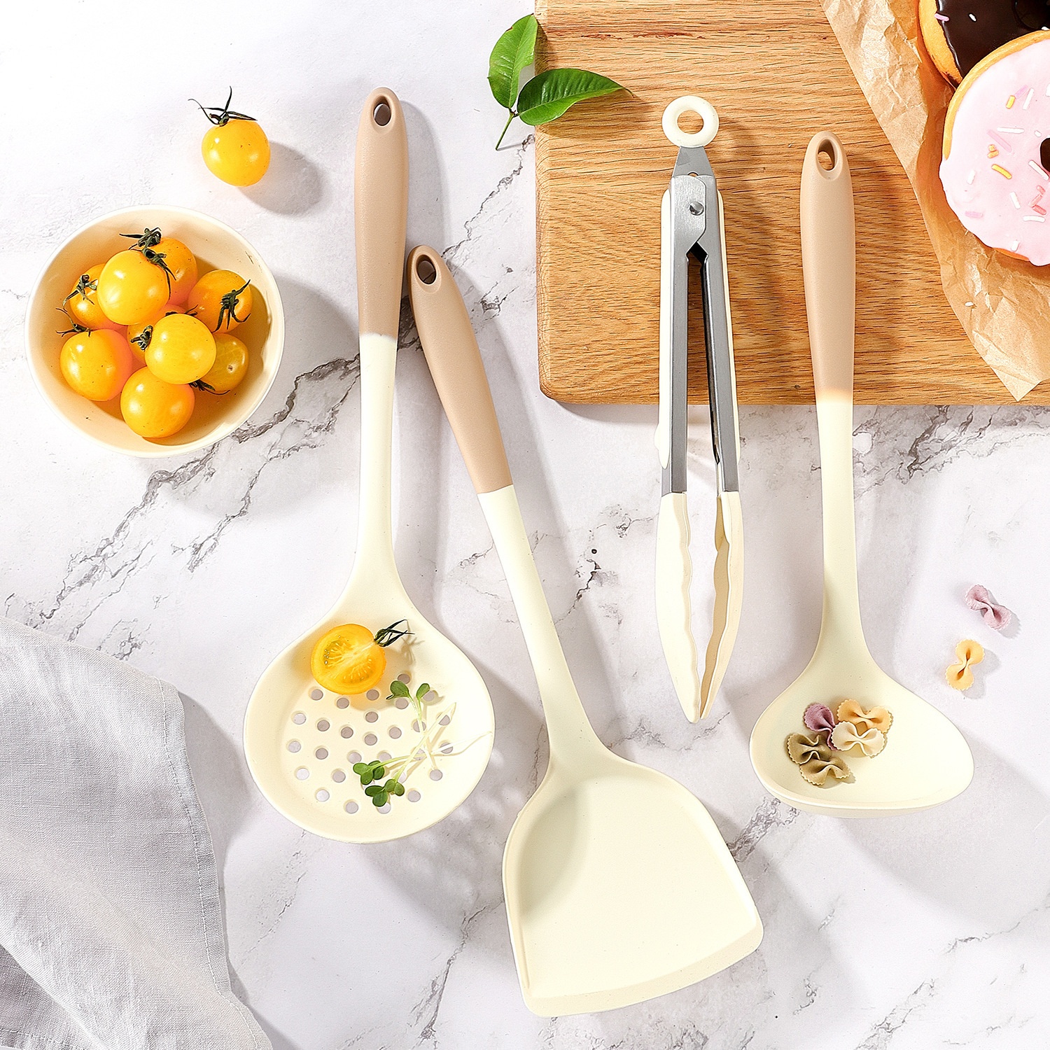 Cooking Silicone Spatula4-piece Set Silicone Spatula Food Clip Soup Spoon Non-stick Pot Household Cooking Kitchenware Set