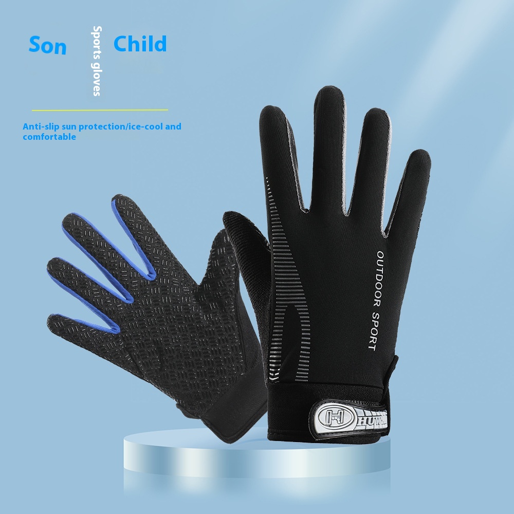 Children's Sports Protective Gloves Spring And Summer Outdoor Cycling Boys And Girls Children's Full Finger Anti-slip Roller Skating Thin Gloves