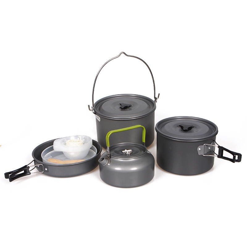 Guanglu Outdoor Camping Pot5-6 People Picnic Hanging Pot Portable Picnic Barbecue With Teapot Pot Set Cookware