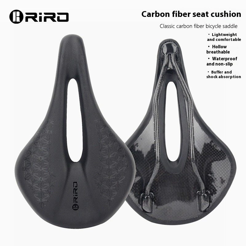 RIROCarbon Fiber Seat Road Bike Mountain Bike Short Nose Saddle Carbon Bow Carbon Bottom Plate Ultra-light Hollow Widened
