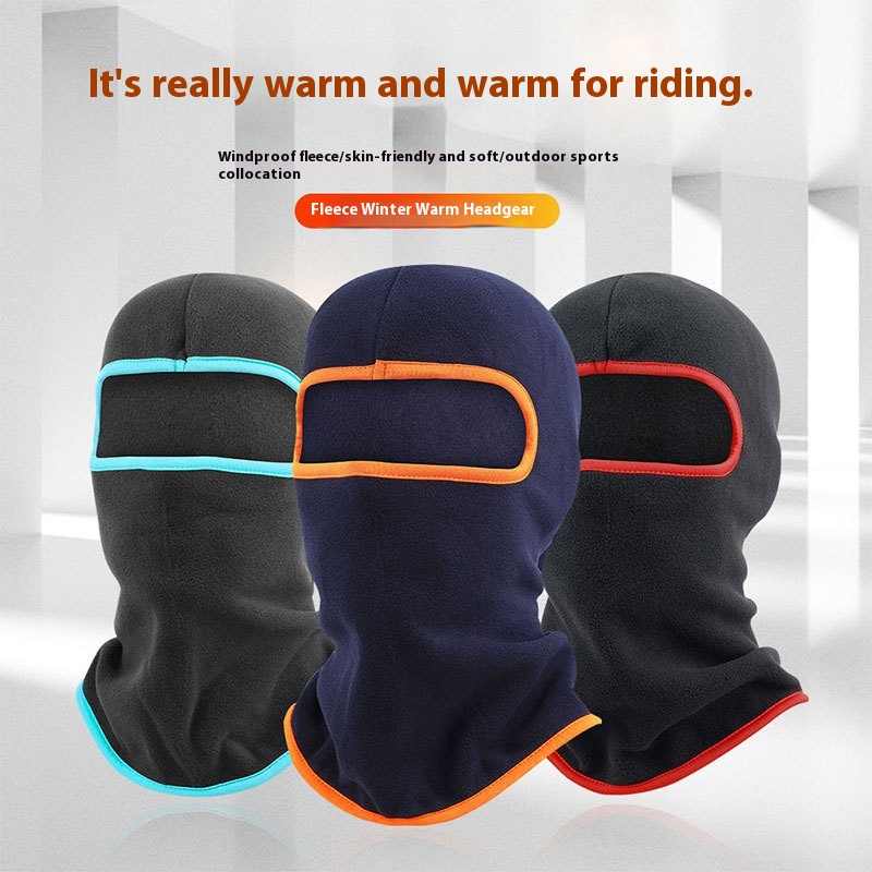 Ruidong Fleece Outdoor Winter Riding Polar Fleece Ski Motorcycle Bicycle Windproof Warm Face Protection Hat