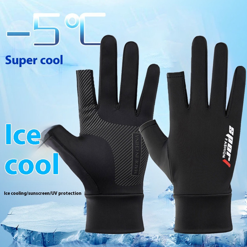 Sun Protection Gloves Thin Spring And Summer Men And Women Outdoor Sports Sunshade Half Finger Two Finger Fishing Touch Screen Gloves