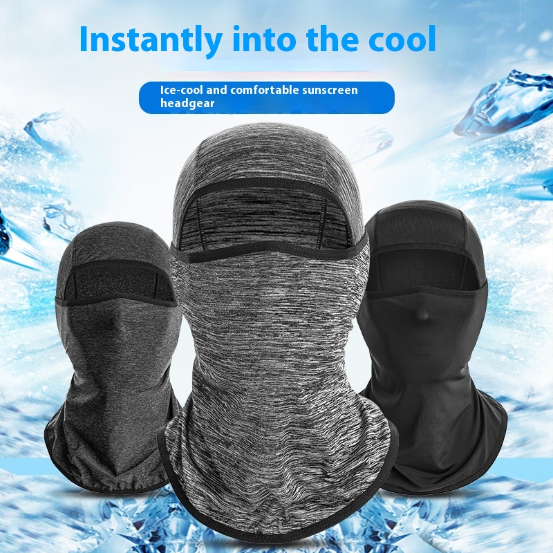 Ice Silk Sunscreen Headgear Mask For Summer Outdoor Riding Motorcycle Breathable Sunscreen Face Protection Neck Riding Mask