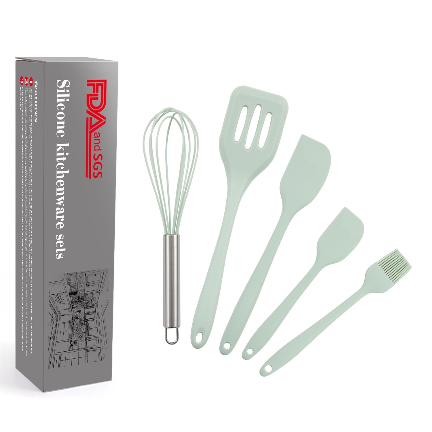 Silicone Scraper5-piece Set Non-stick Kitchenware DIYBaking Cake Tools Kitchenware Set Scraper Five-piece Set