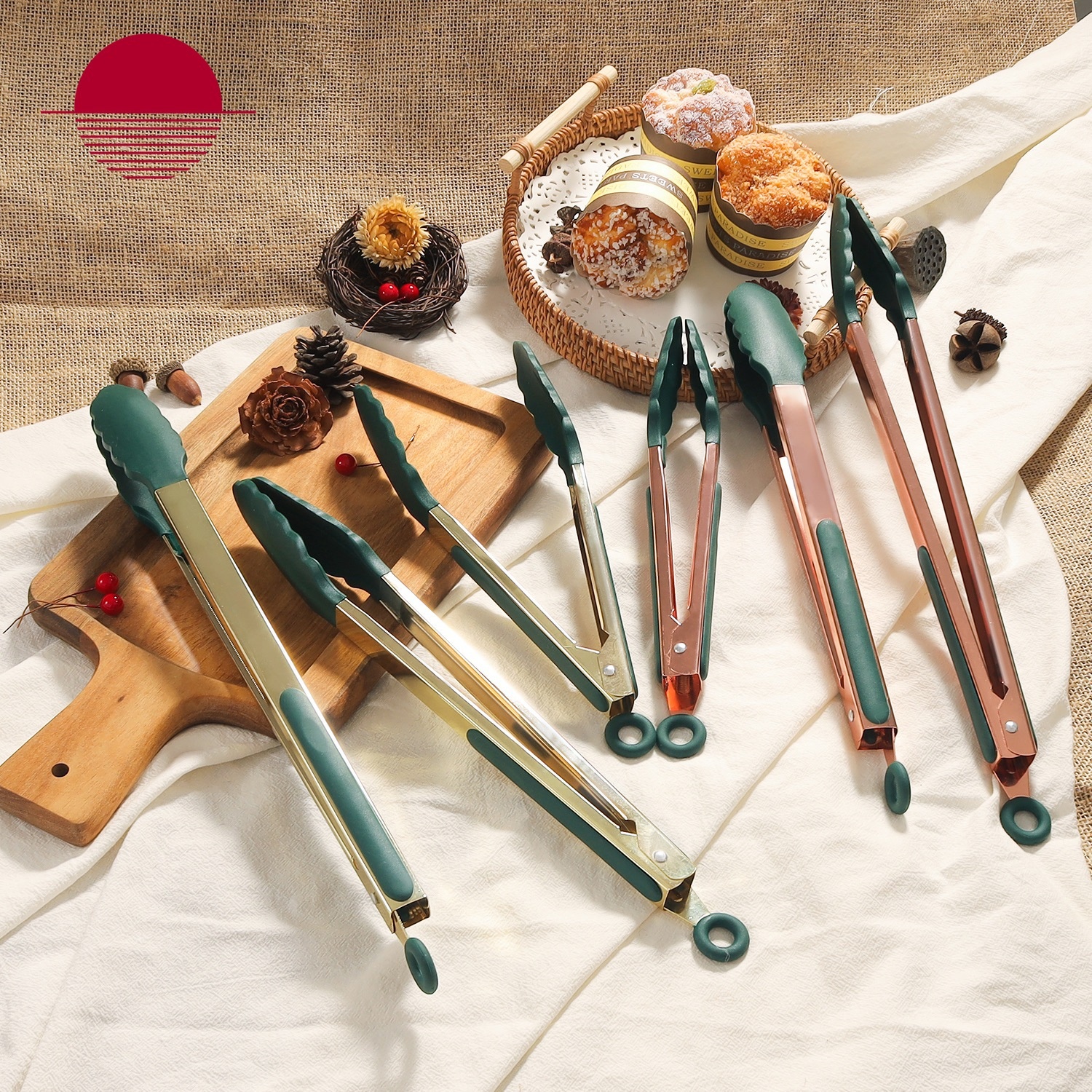 Gold-plated Non-slip Silicone Food Clips Gold-plated9-inch12-inch14-inch Barbecue Tools Kitchen Utensils Barbecue Clips